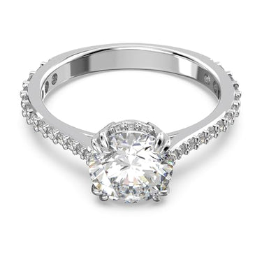 Swarovski Stilla Cocktail Ring, Rhodium-plated ladies' ring with radiant Swarovski crystals on sale